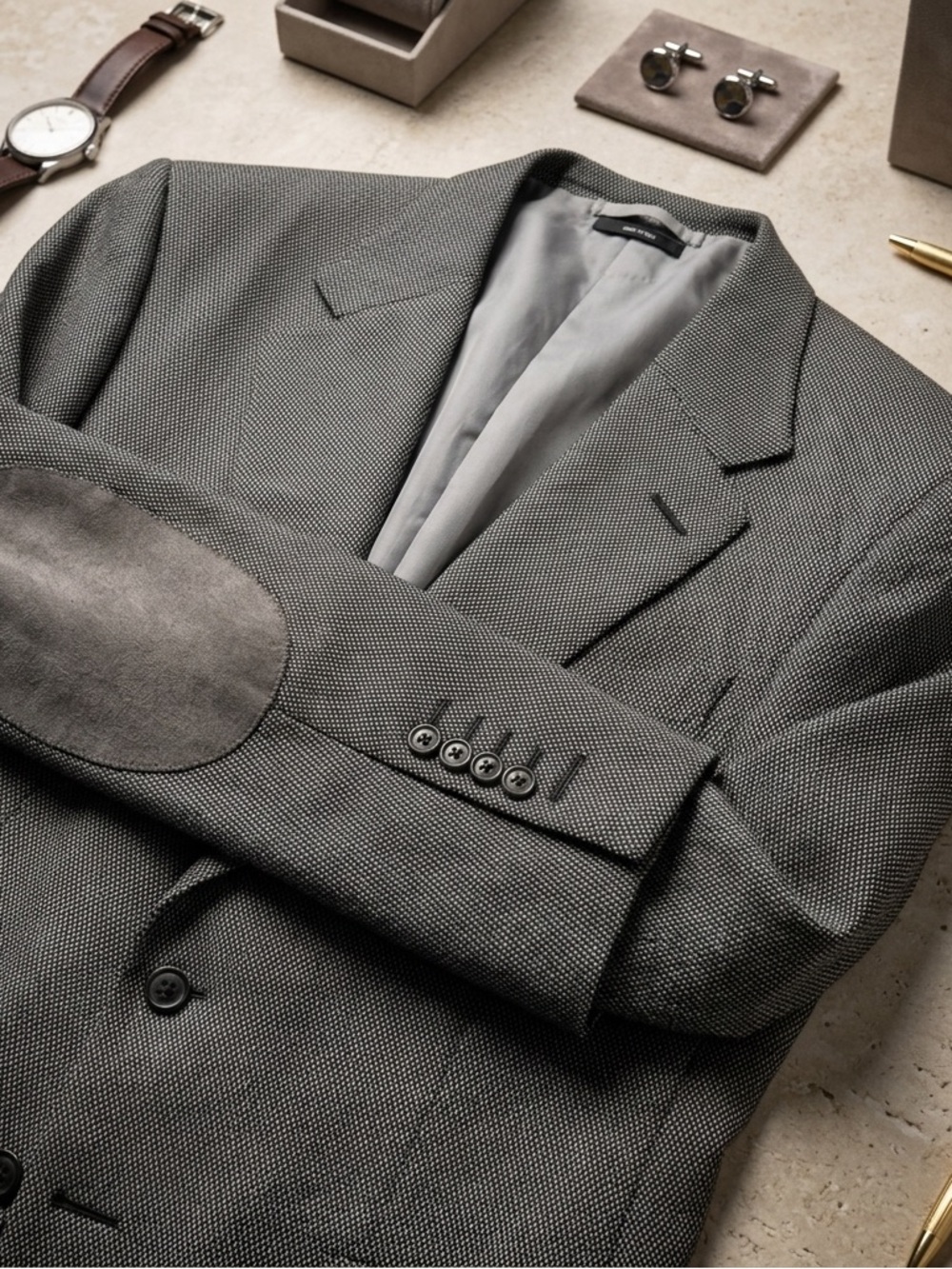 Tom Ford Textured Linen Elbow Patch Blazer | 44